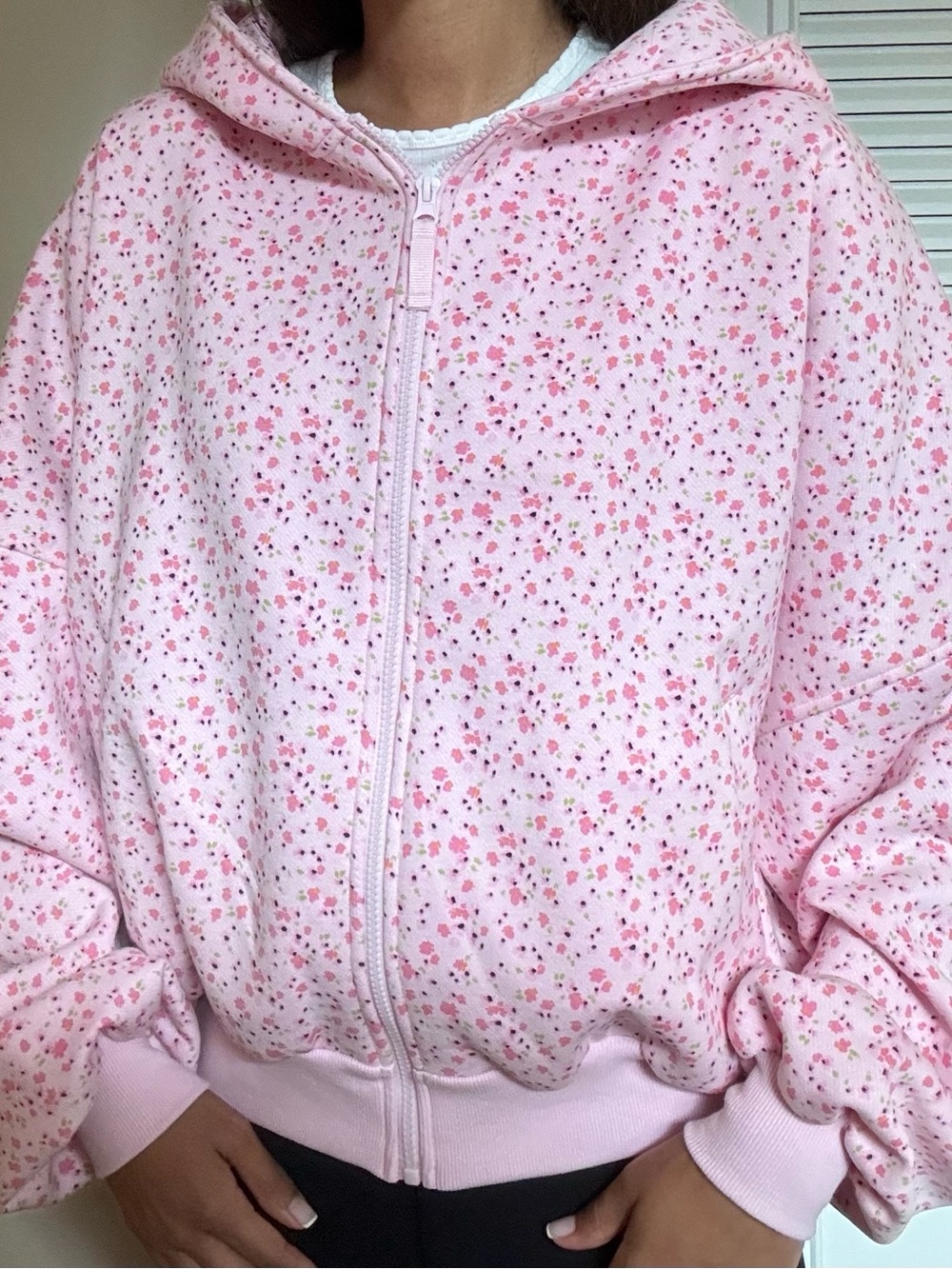 Blogilates Pink Floral Zip Up Hoodie